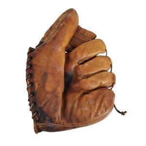 Vtg 40s Nellie Fox Type Baseball Glove Mitt RHT Cowhide Leather 9.5" Long